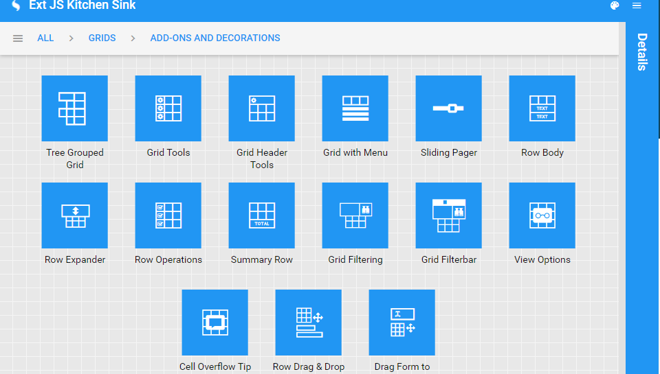 Sencha modular grids, column grids, with multiple columns