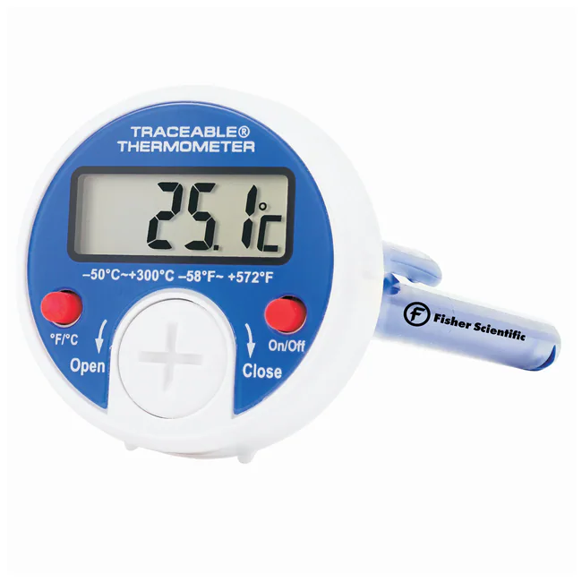 A traceable thermometer, following NIST standards, used for accurate temperature measurement in various industries.