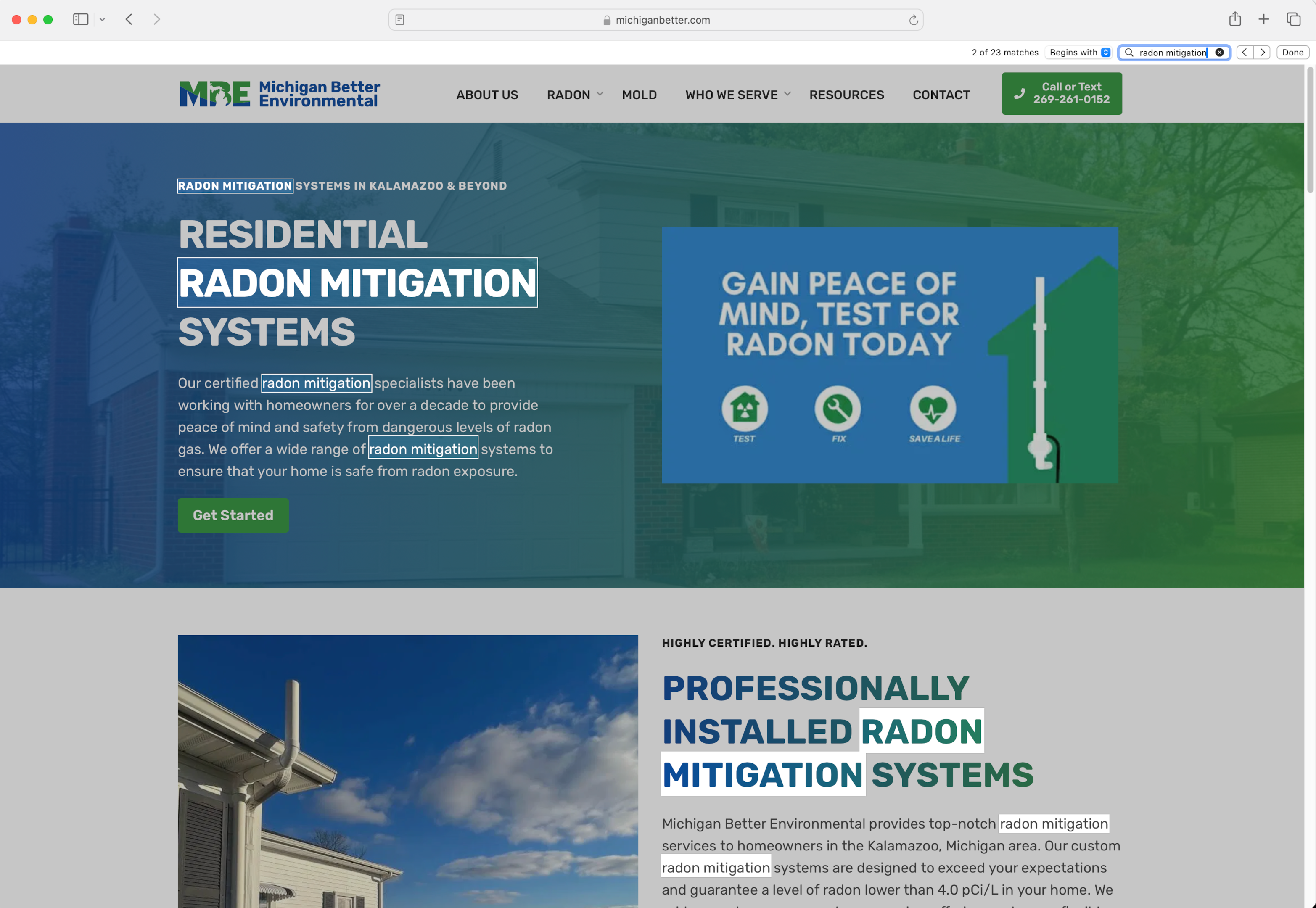 Example of SEO for radon mitigation contractors