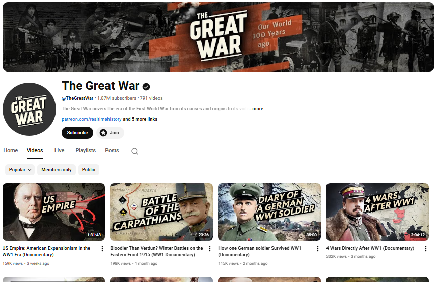 The Great War homepage.