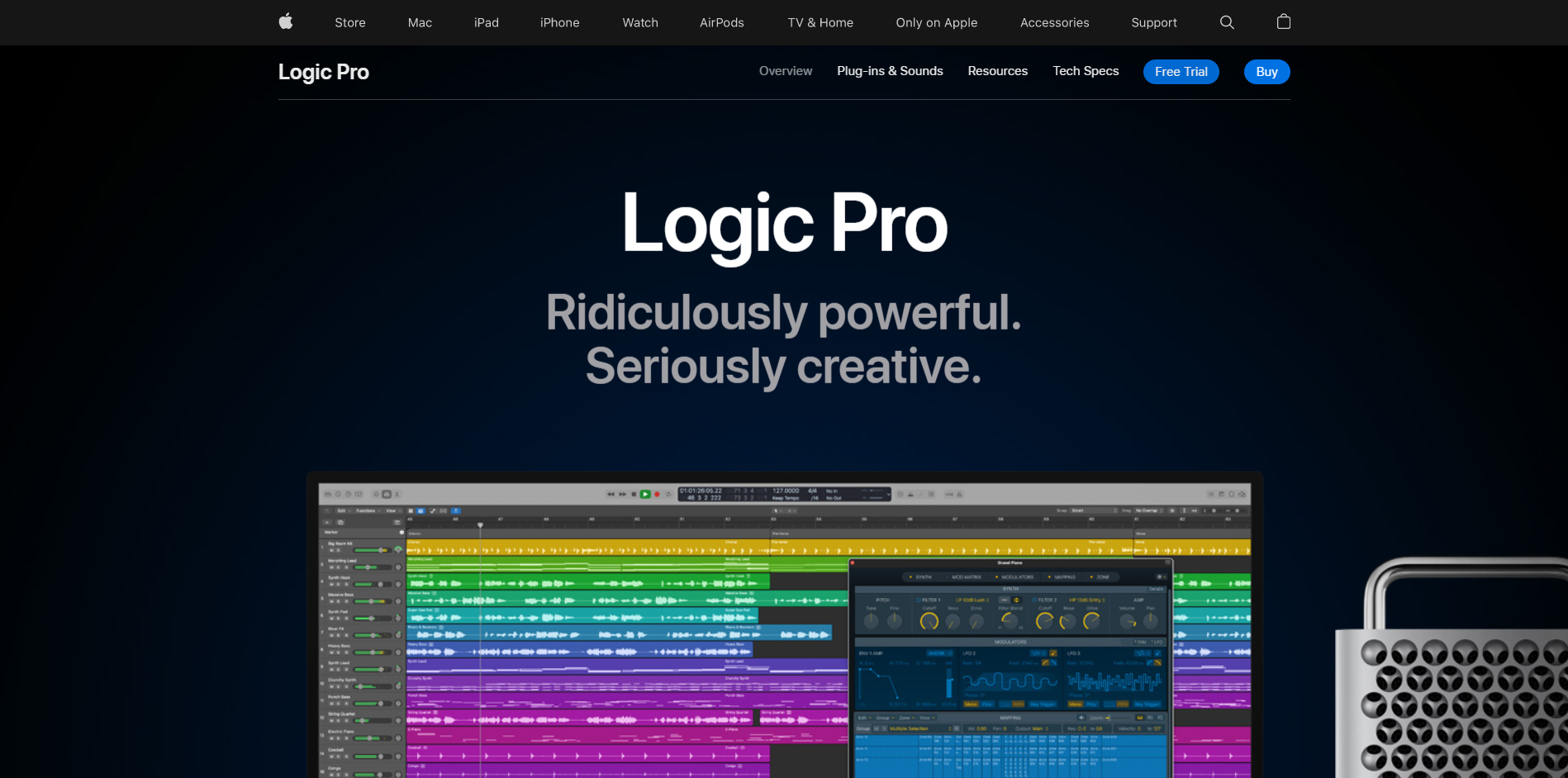Logic Pro X main page