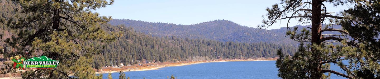 Scenic Big Bear Lake view representing local HVAC and plumbing service area