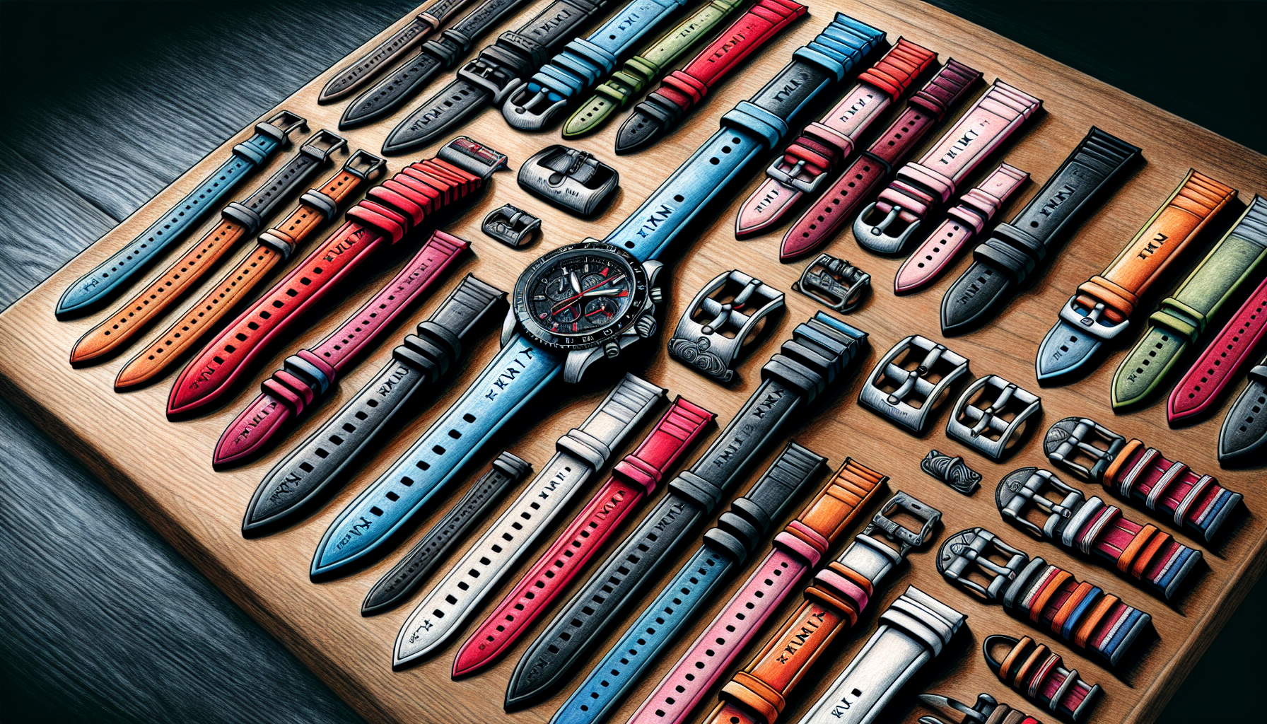 Illustration of stylish FKM rubber watch straps