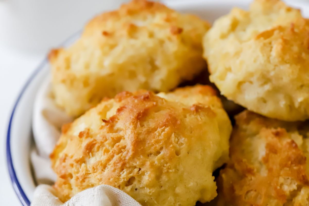 buttermilk drop biscuits in a bowl