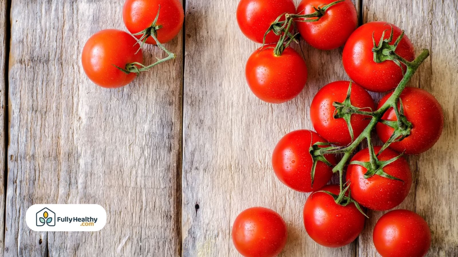 Fresh cherry tomatoes on rustic wooden table