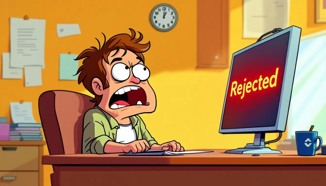 A person looking at their rejected mudra loan application.