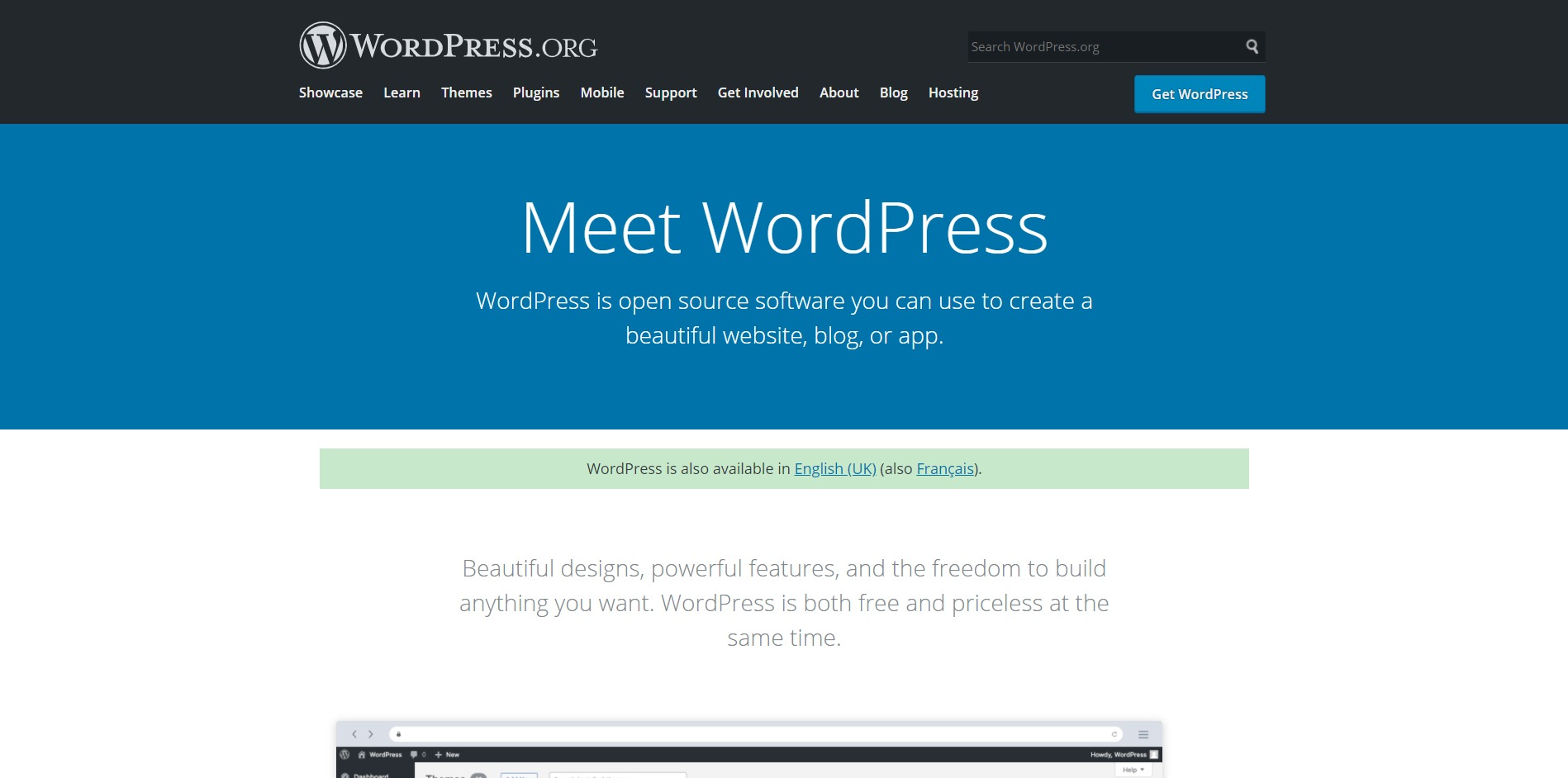 WordPress.org home page