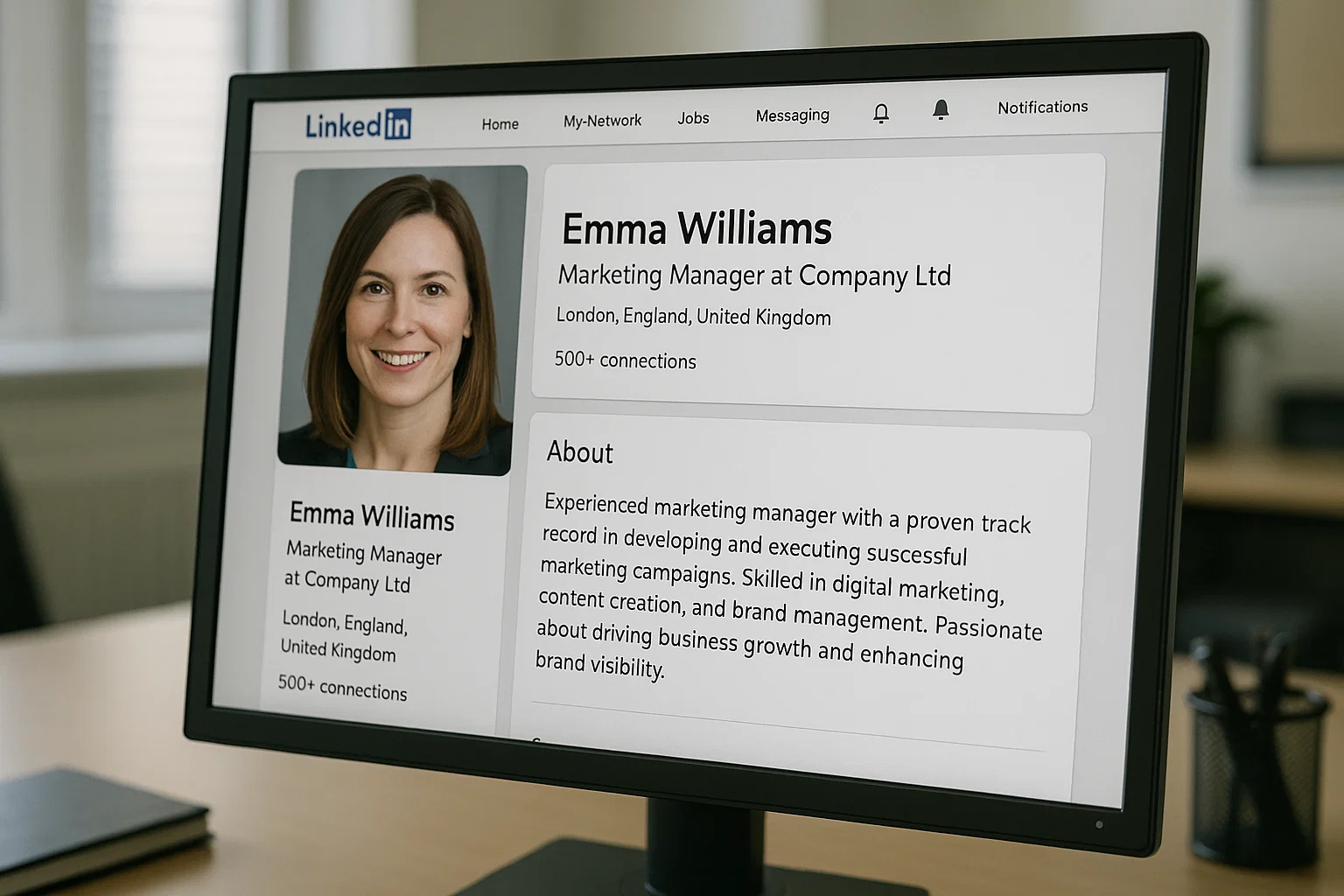 Optimised LinkedIn profile acting as a business landing page for free marketing.