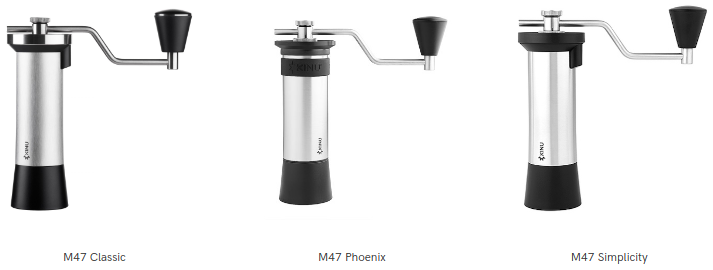 Kinu M47 Classic, Simplicity, and Phoenix Coffee Bean Grinders for drip coffee french press espresso