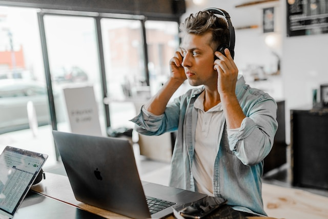 Man working on computer 