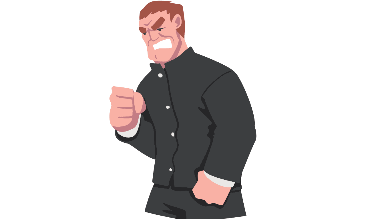 a man with his fist up that is very angry.