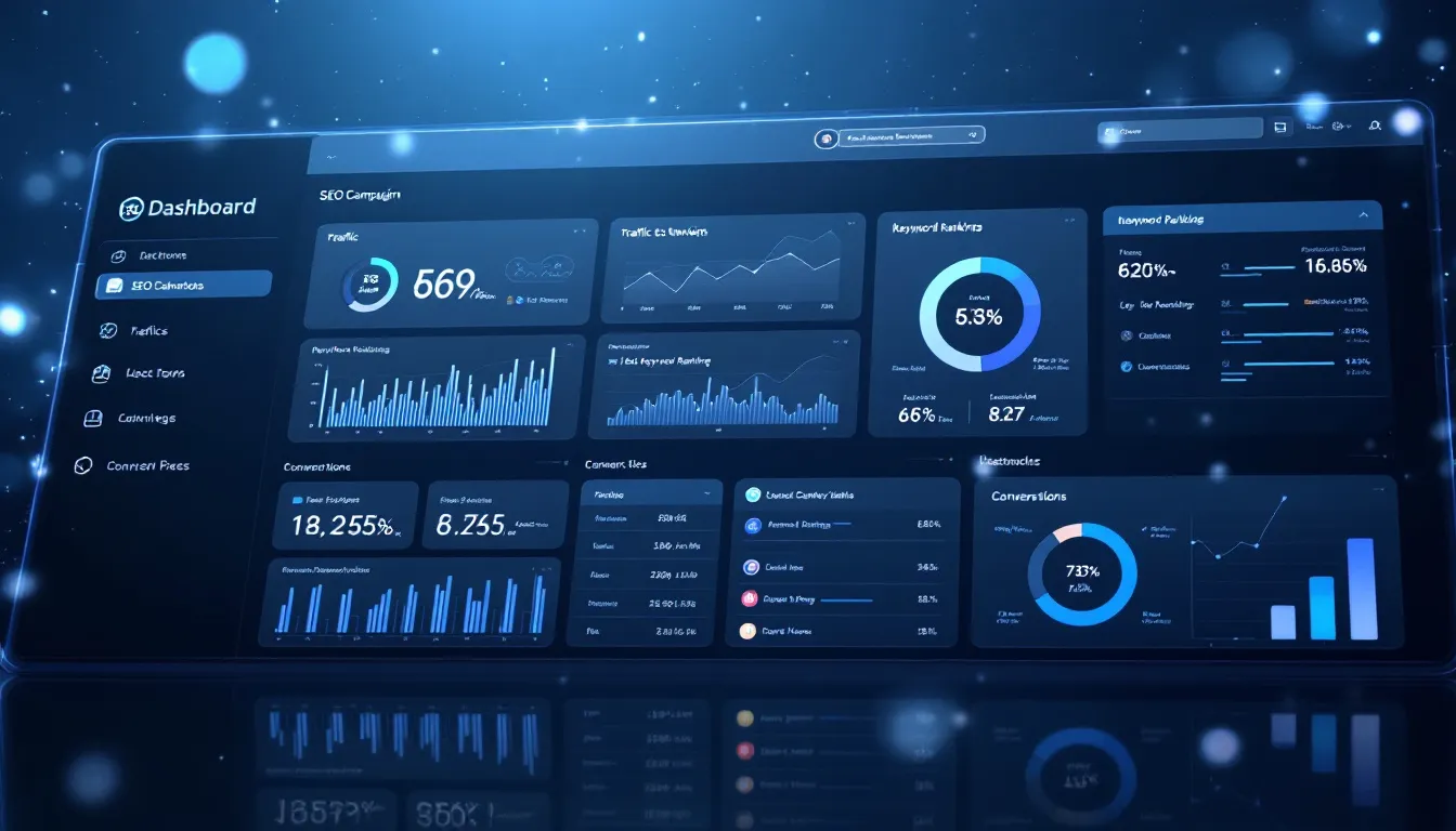 Successful SEO campaign results displayed on a digital dashboard.