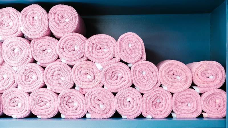Rolls of Pink Microfiber towels