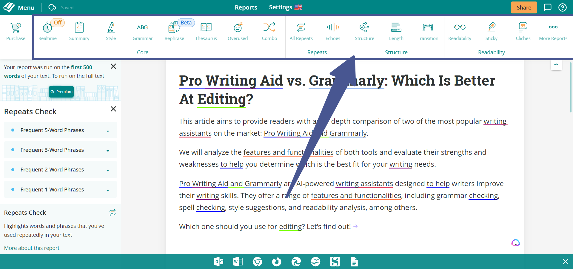 Pro Writing Aid reports