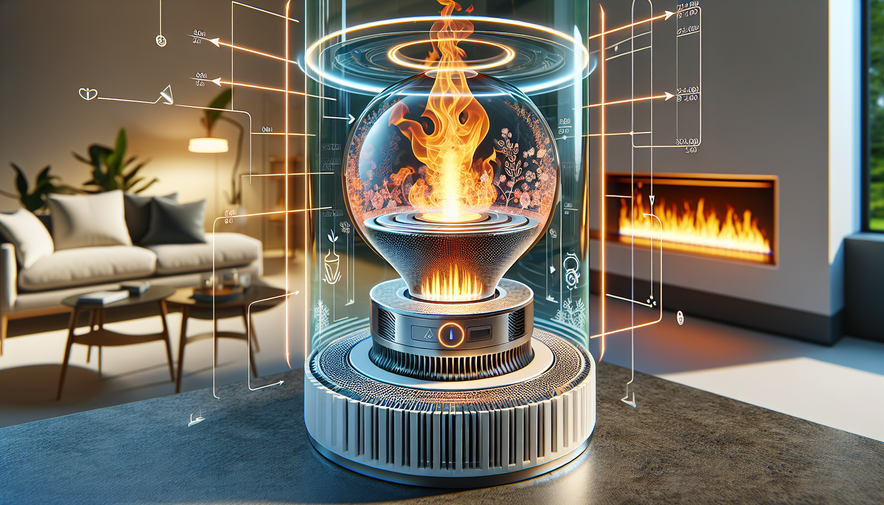 An illustration of how bioethanol fireplaces work.