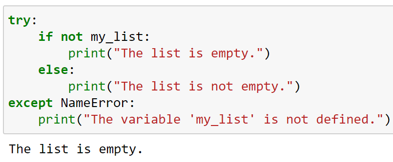 Using Try-Except Block to Check if a List is Empty