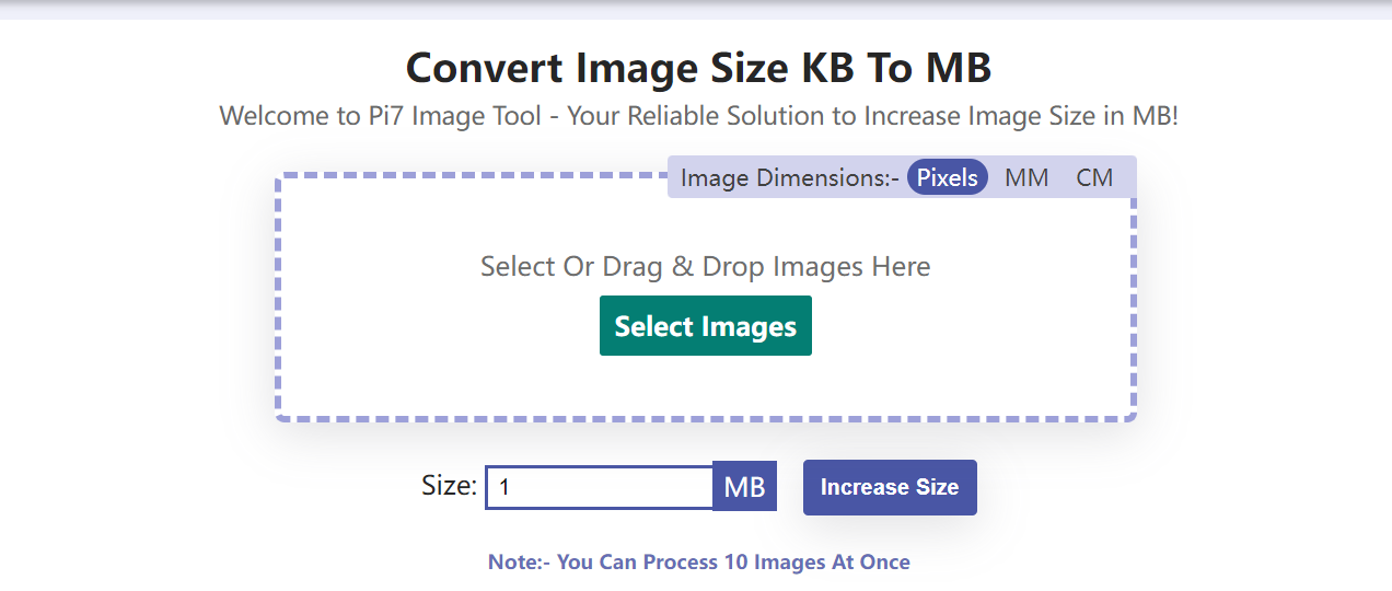 Pi7 Image Tool - Convert Image Size KB To MB