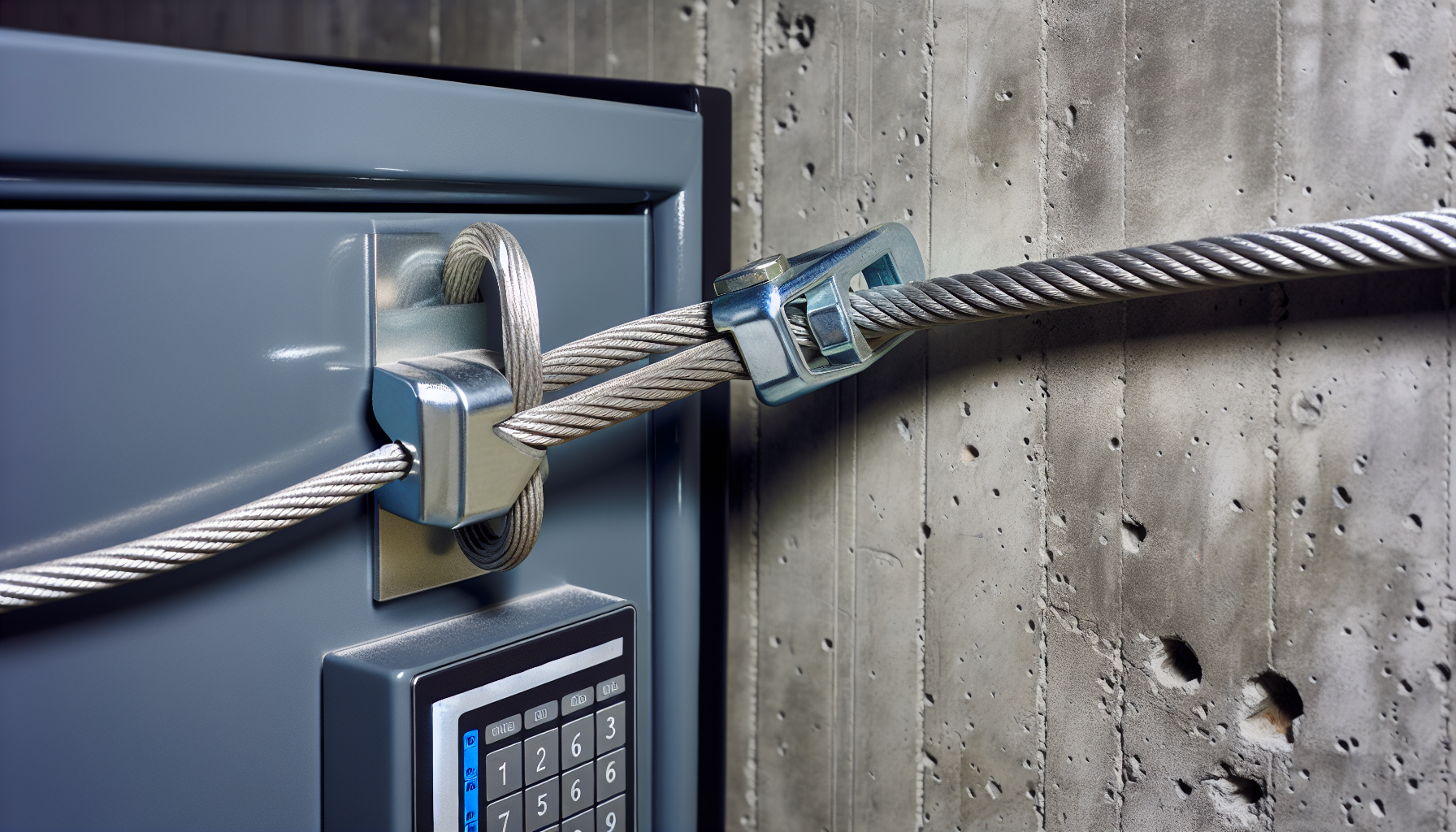 Securing a safe to a permanent structure using a security cable