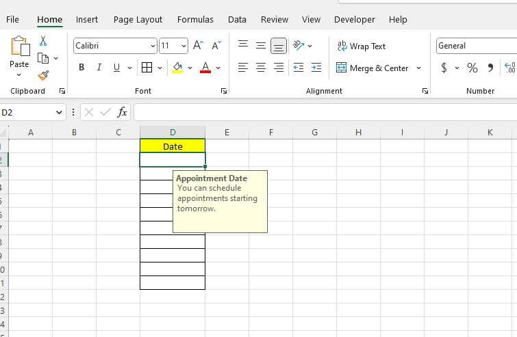 Close the Data Validation window, and you have successfully inserted a data validation in Excel by following the steps above.