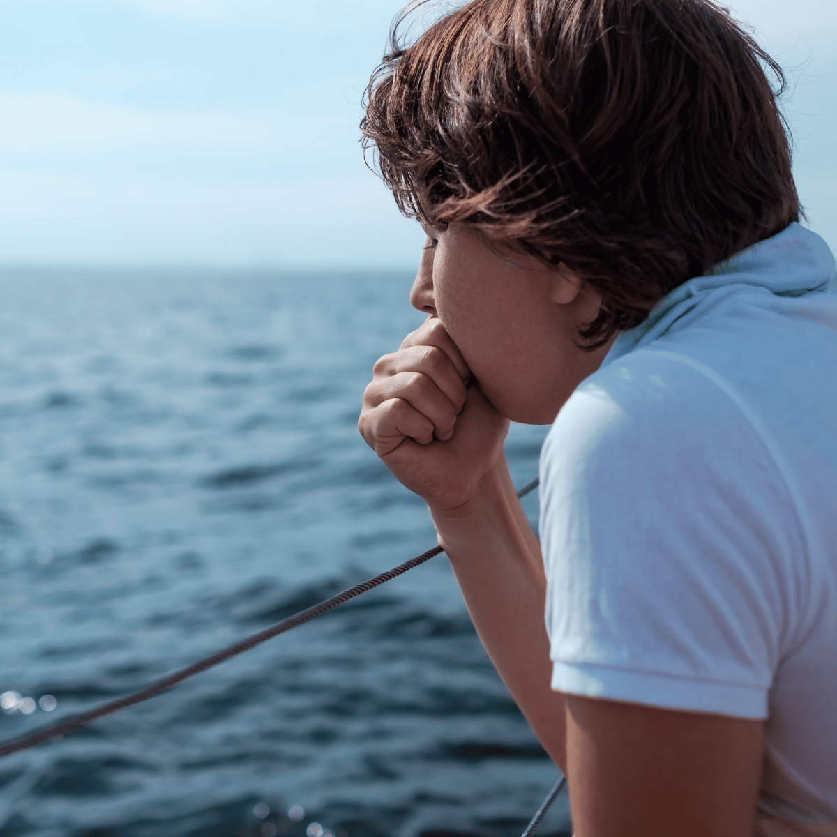 Woman seasick