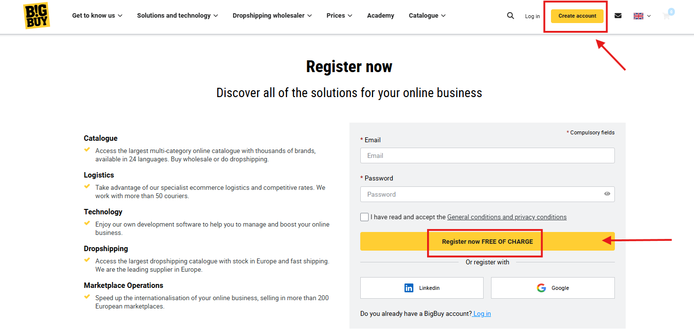 register bigbuy dropshipping