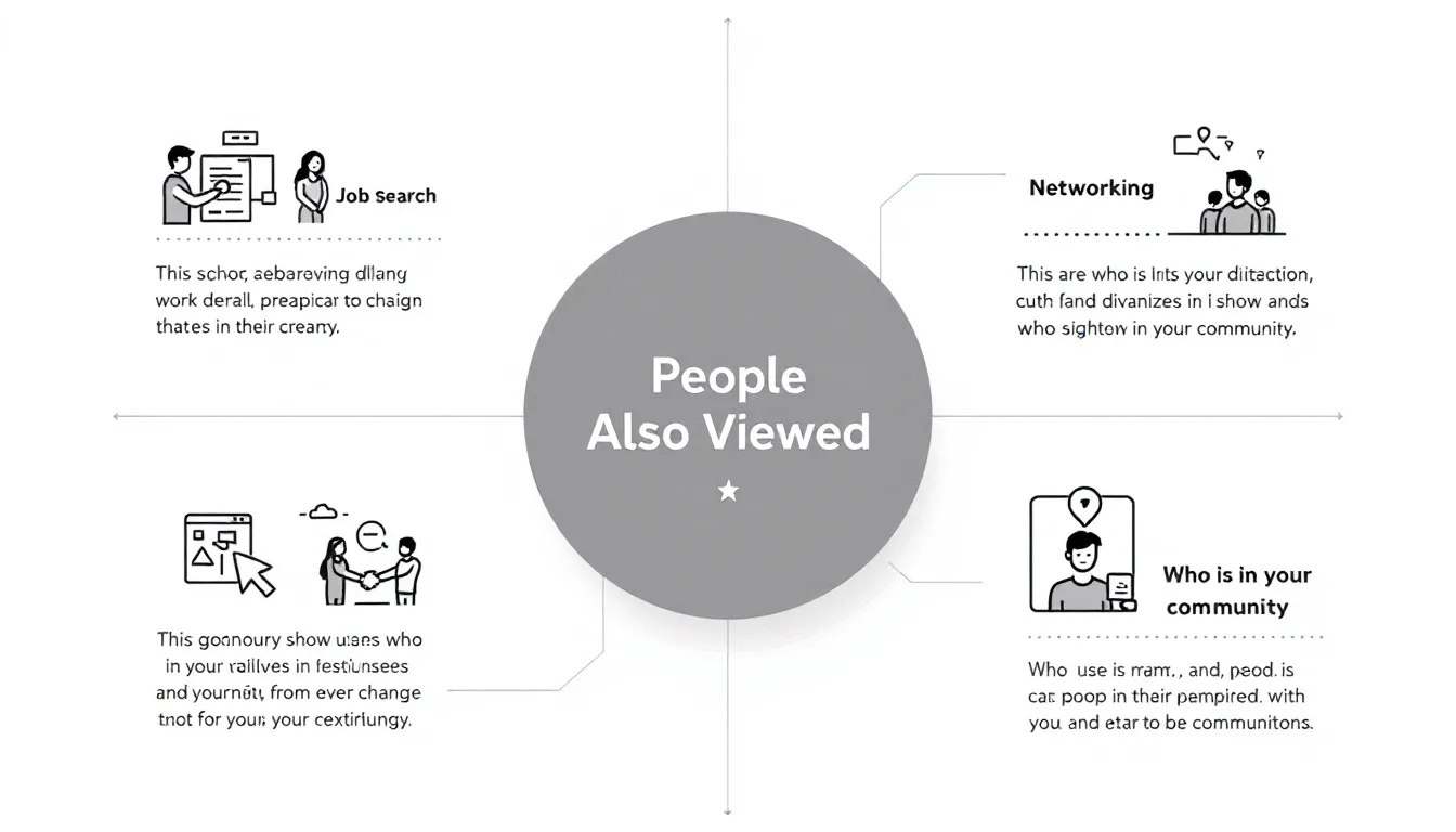 A visual representation of practical use cases for the People Also Viewed feature, including job search and networking.