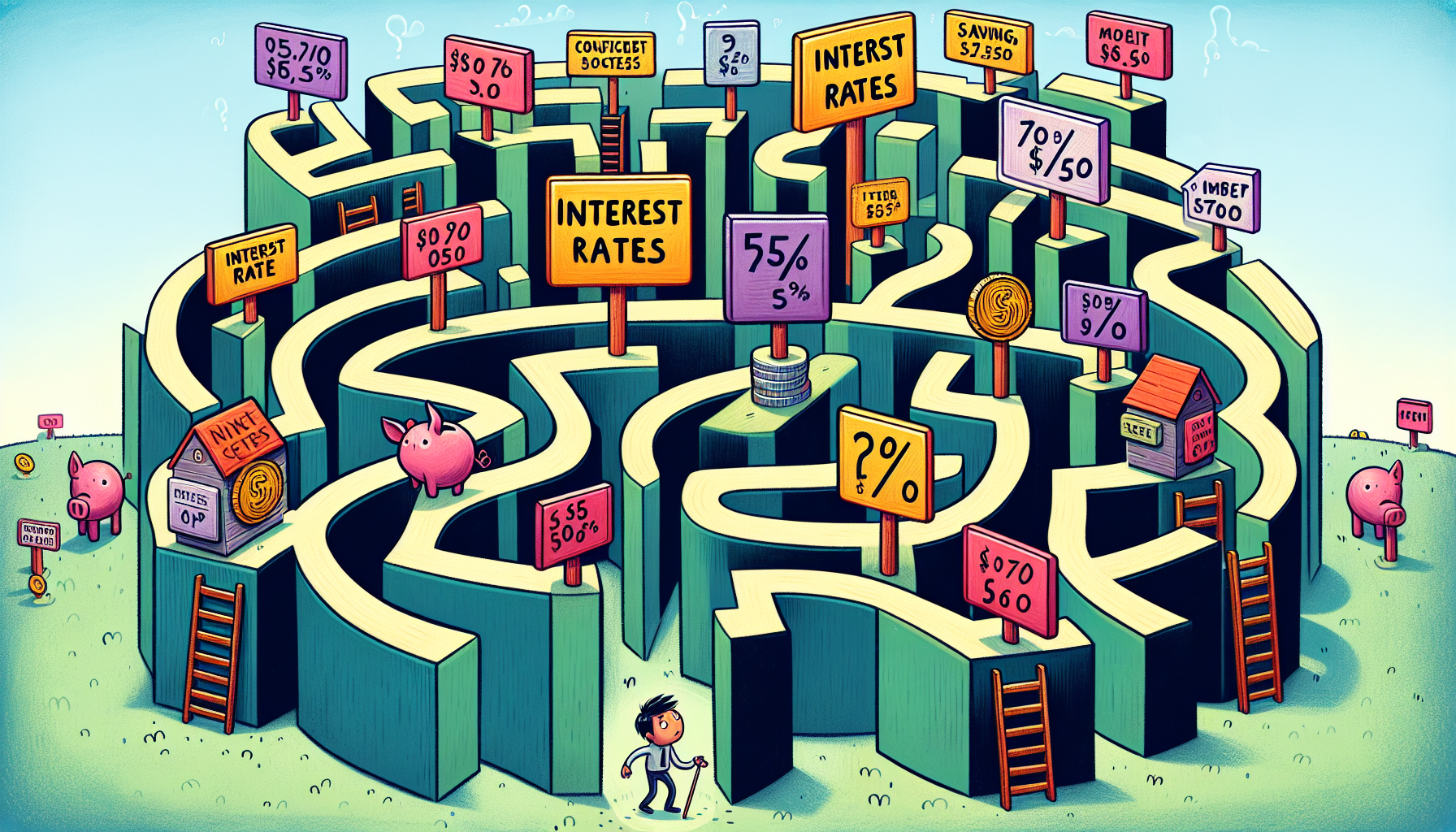 An illustration of navigating high interest rates for savings.