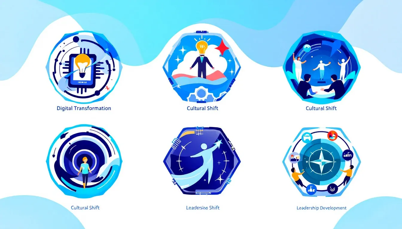 A collage of case studies showcasing successful change management.