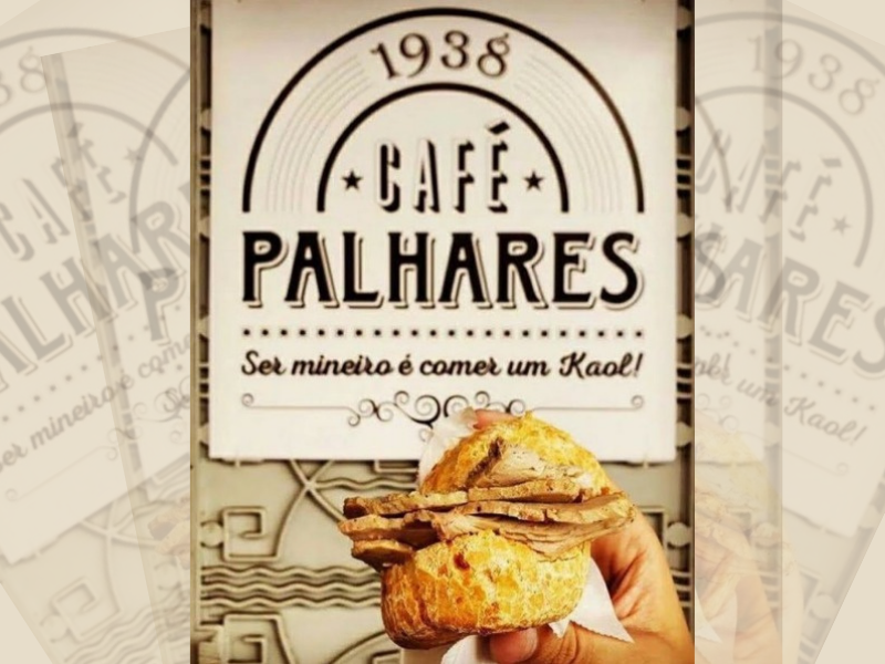 Logo do café Palhares e pão de queijo recheado. Imagem: Instagram. 