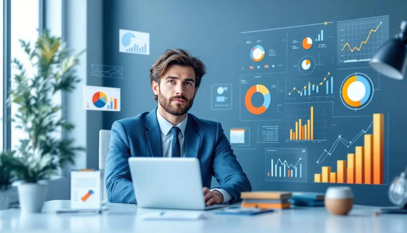 A business professional exploring new market opportunities through research and analysis.