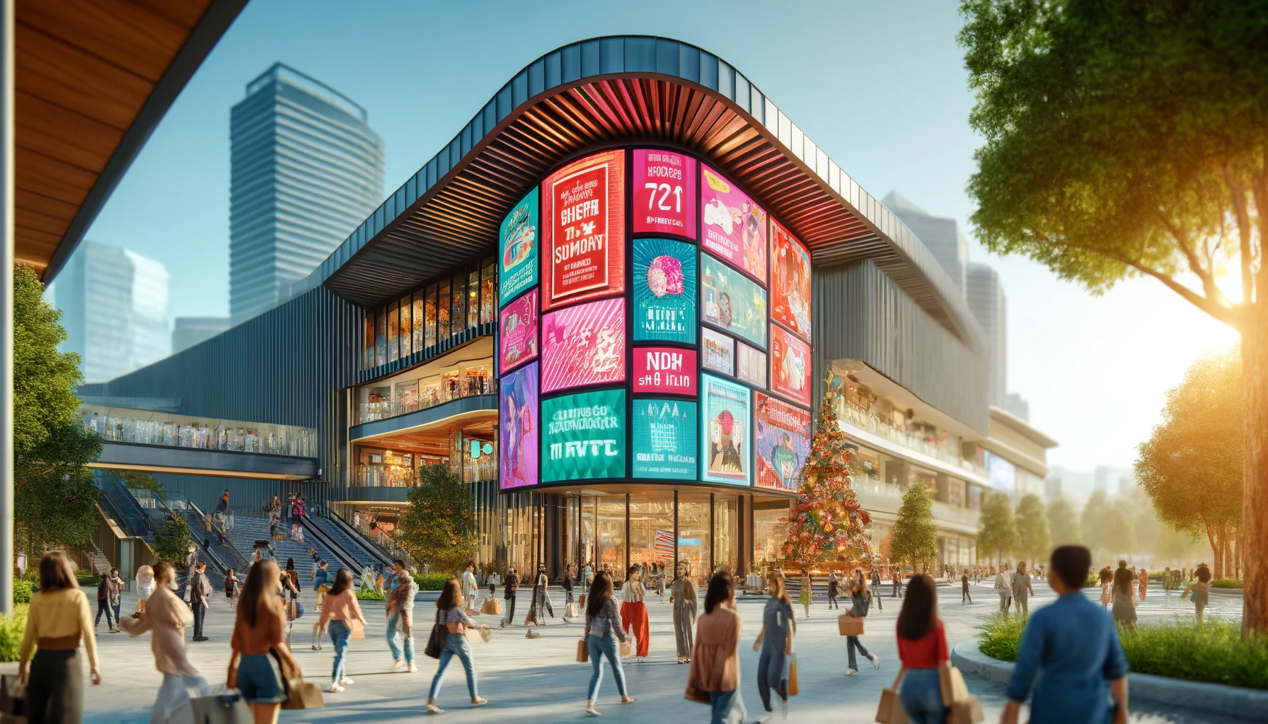 image of digital signage outside a modern shopping mall