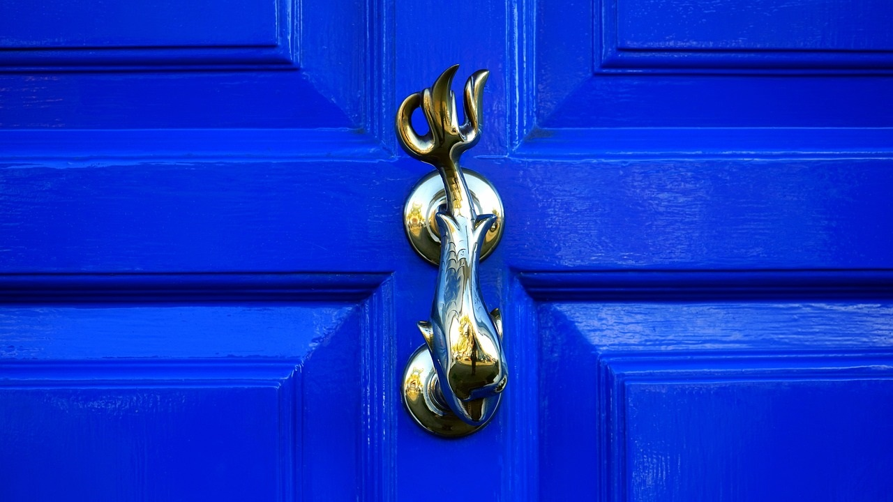 Brass fish door knocker - fun door knocker 