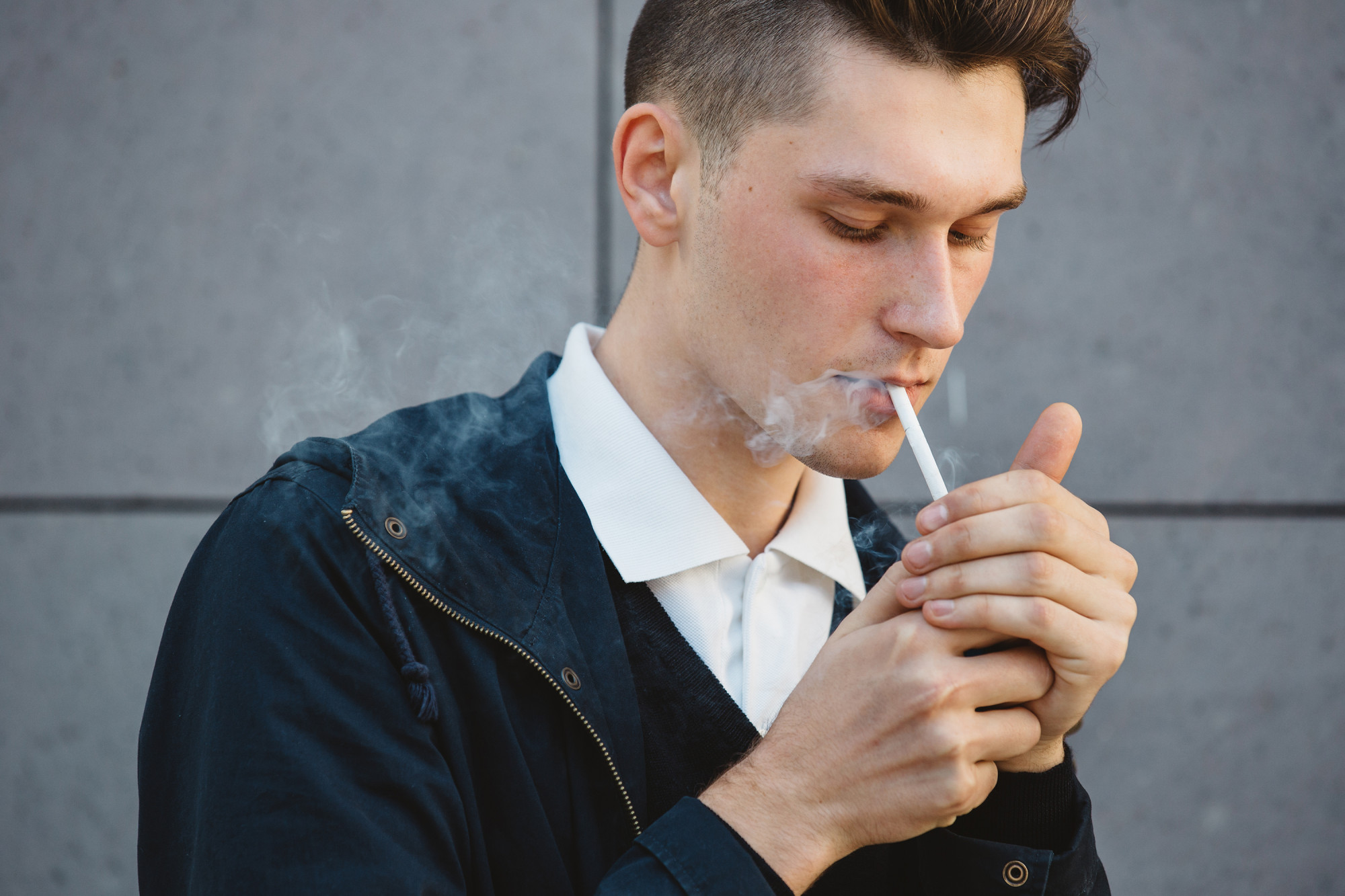 A smoking man