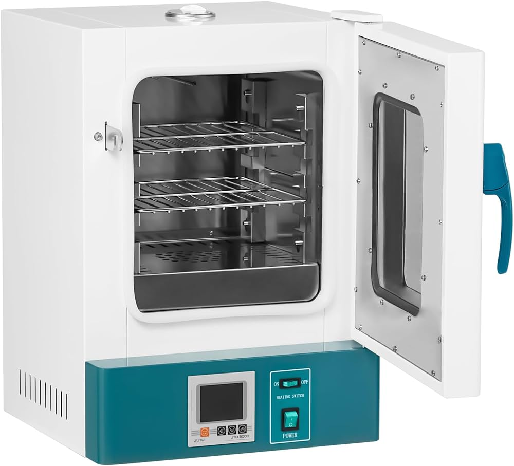 A laboratory convection oven with digital display and temperature control, used for precise heating and drying in scientific research and experiments.