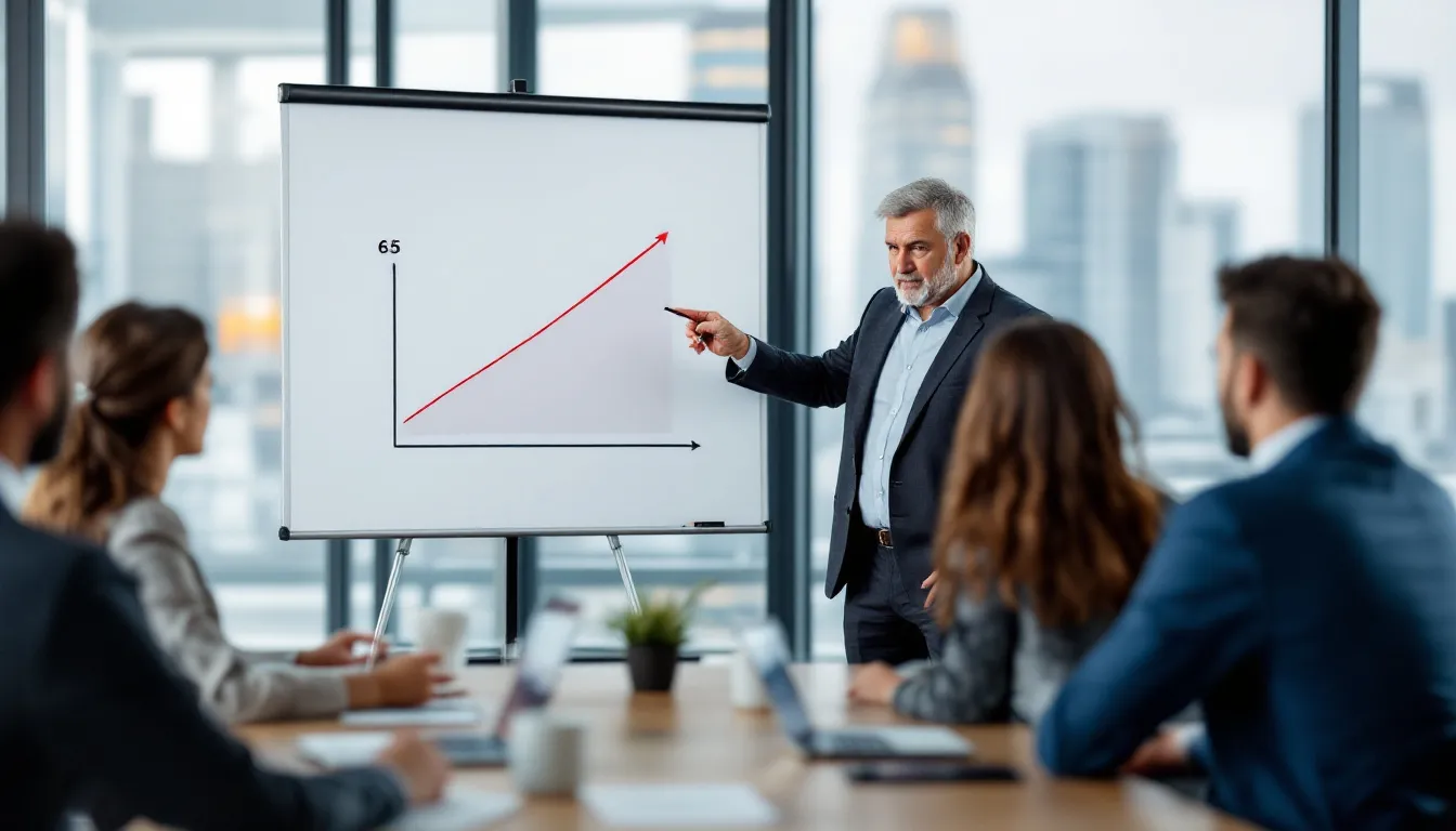 In einem Firmenmeeting wird die Regelaltersgrenze für die gesetzliche Rentenversicherung präsentiert, wobei die Erhöhung auf 67 Jahre und die Auswirkungen auf langjährig versicherte Personen thematisiert werden. Die Präsentation umfasst auch Informationen über den Renteneintritt, Altersrenten und die damit verbundenen Ansprüche.
