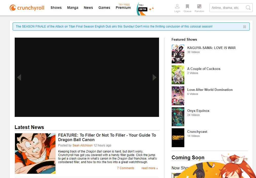 crunchyroll home page