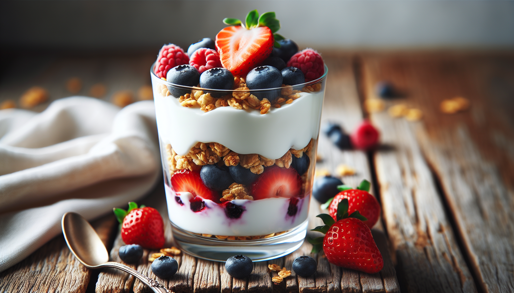 Greek yogurt parfait with fresh berries and granola