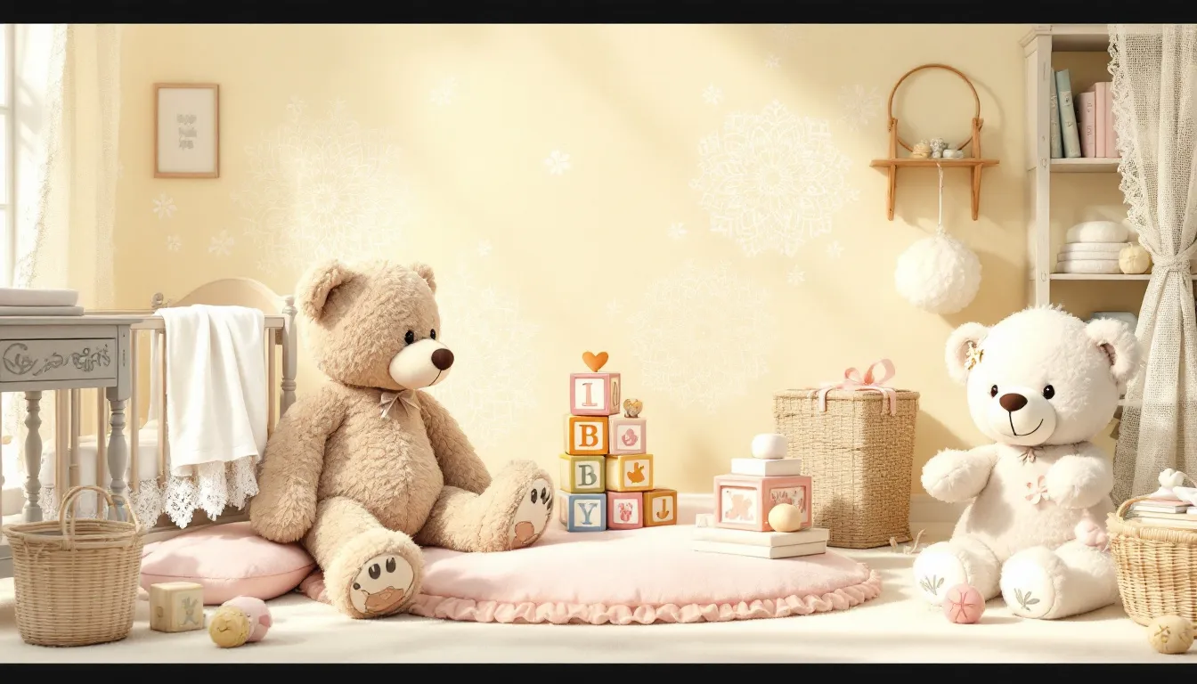 A collection of classic baby shower gifts arranged beautifully, showcasing gift ideas for baby showers by theme.