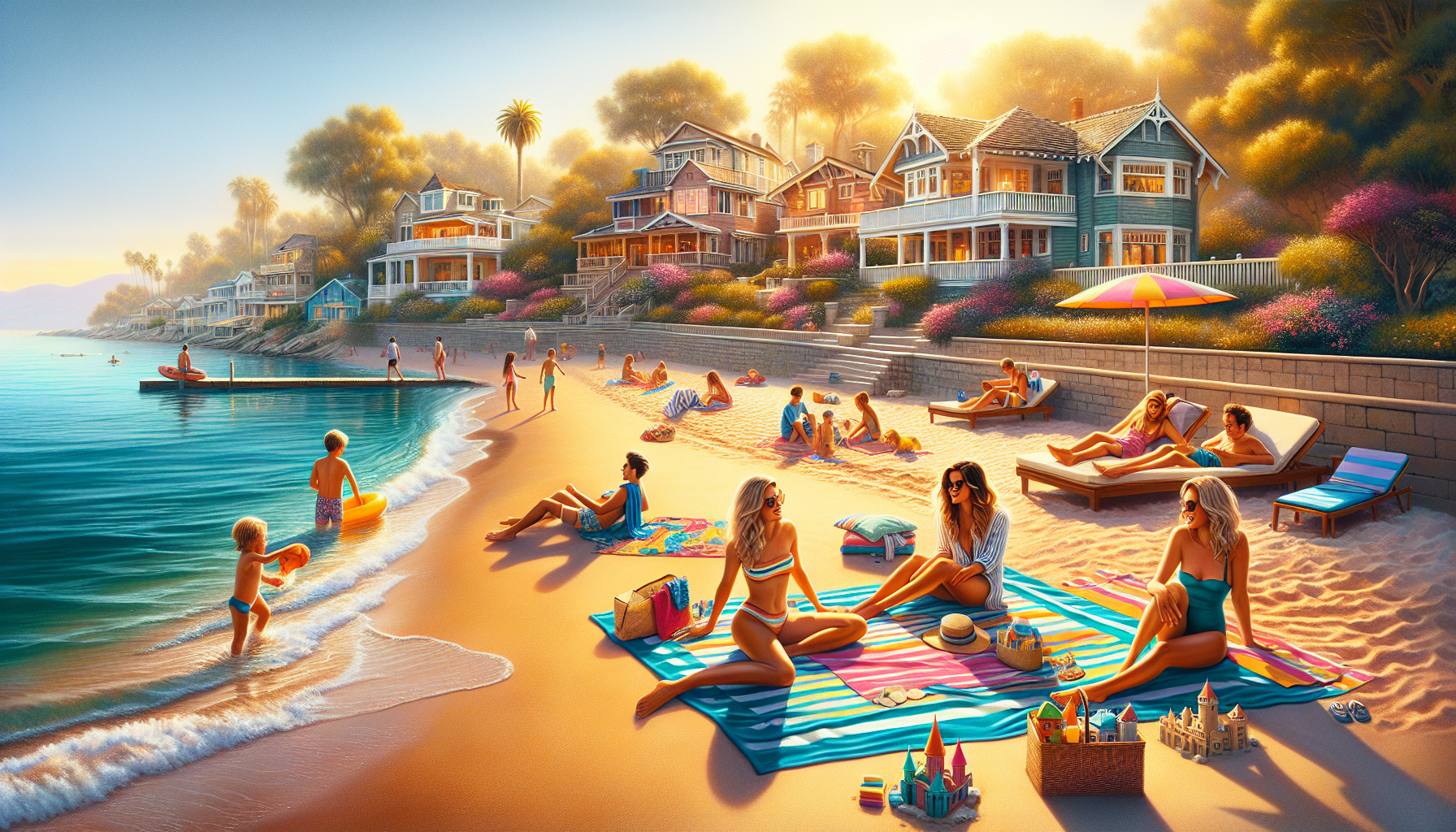 An illustration capturing the essence of embracing the beachfront lifestyle with ocean views.