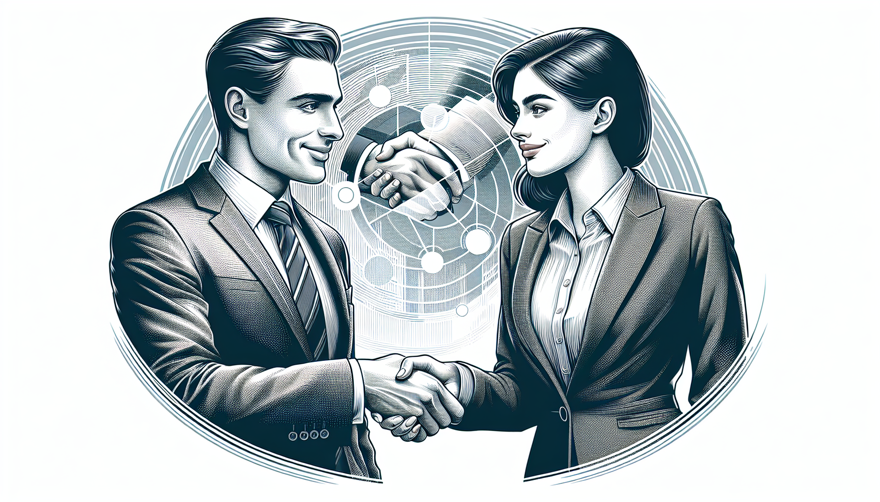 Illustration of a handshake between two professionals