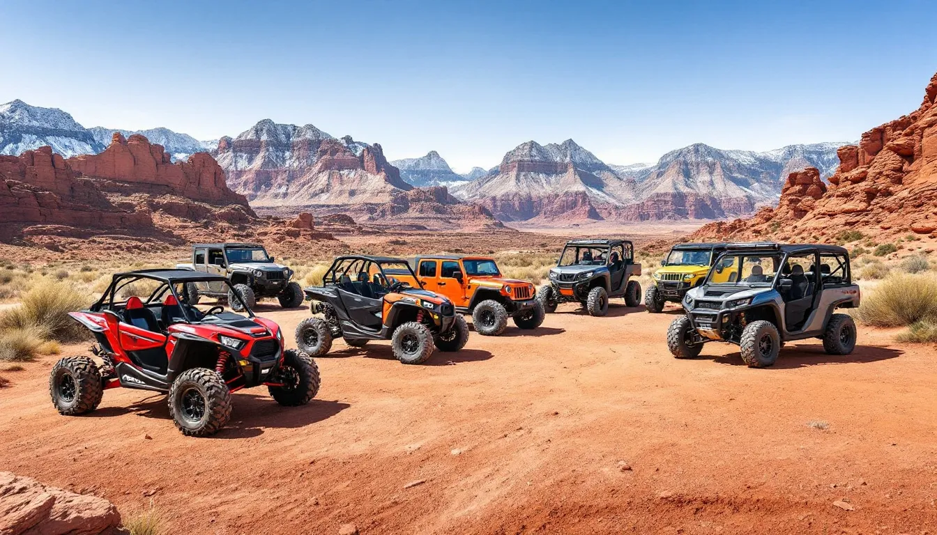 A selection of all-terrain vehicles available for rent in Moab.