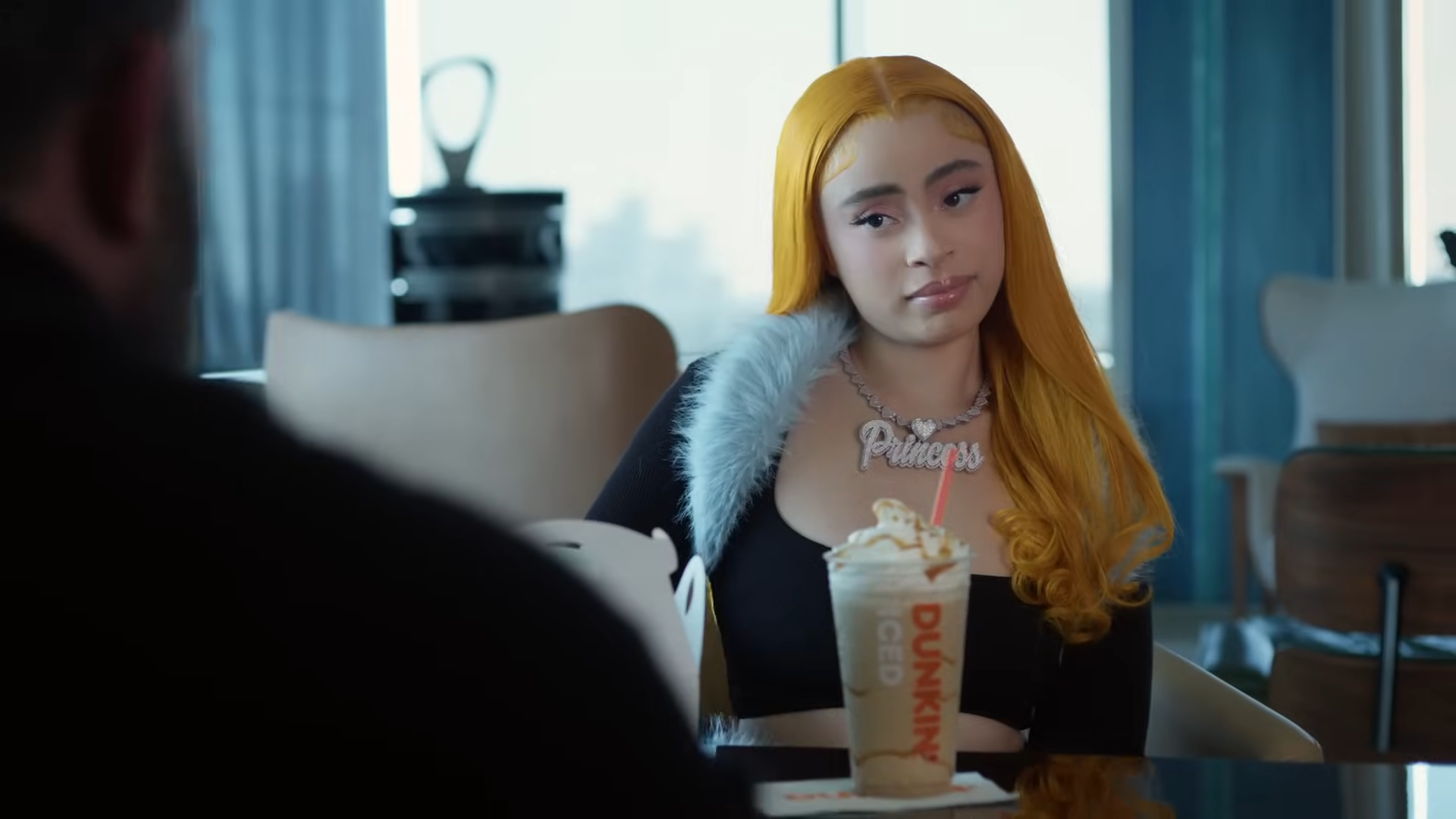 Ice Spice and Ben Affleck in Dunkin Donuts Munchkins commercial.