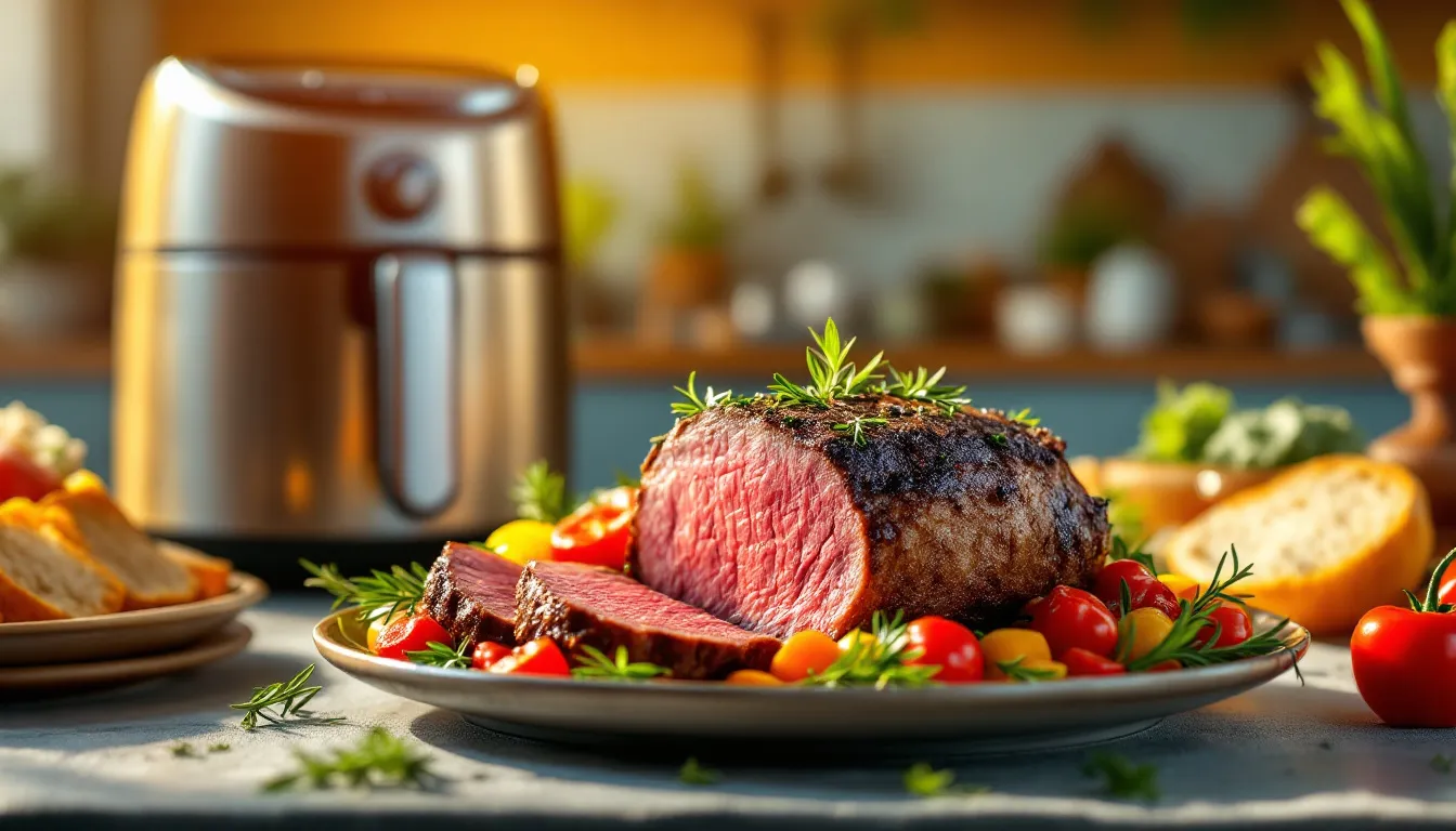 Resting and slicing perfectly cooked roast beef.