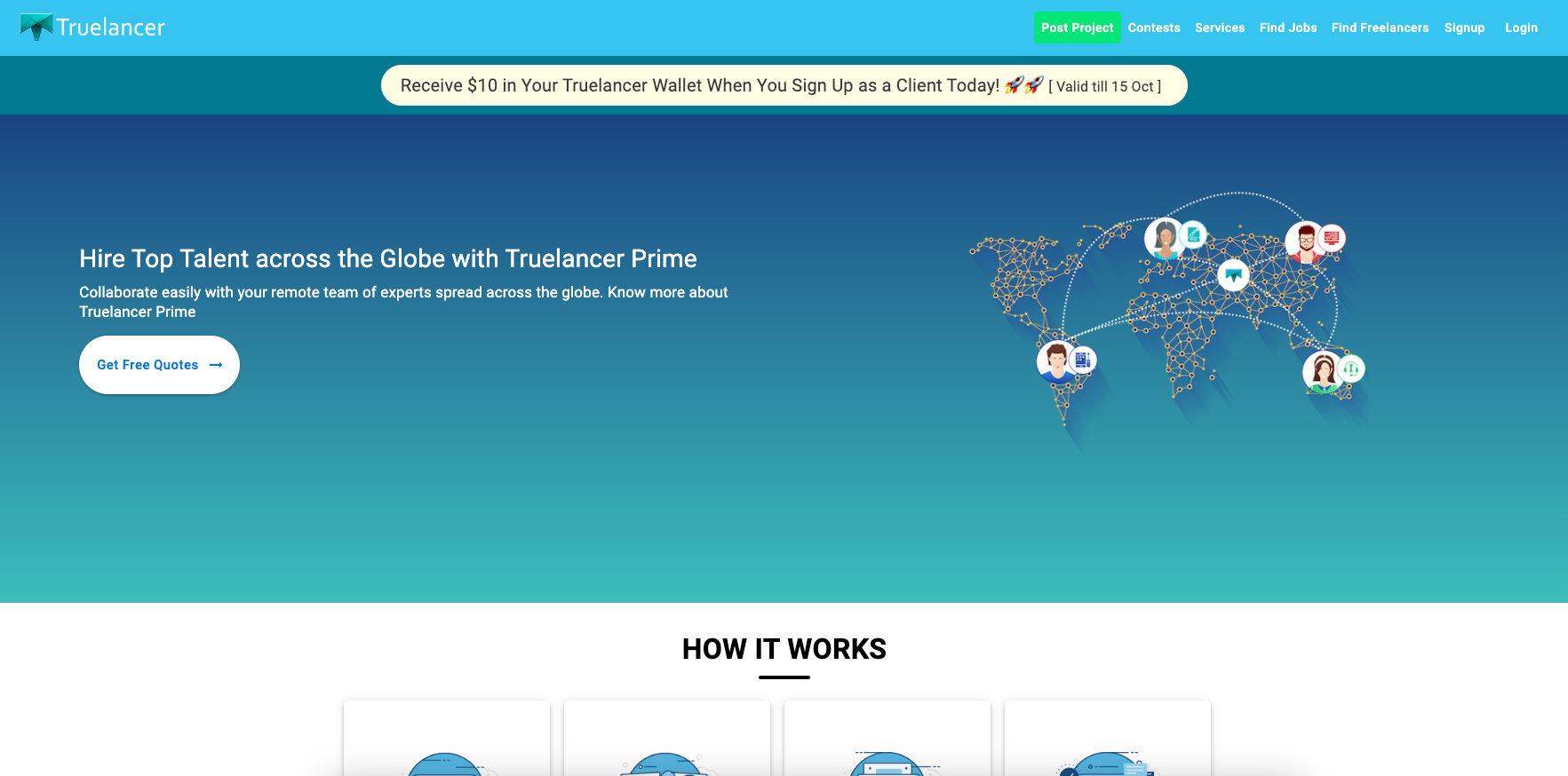 Truelancer homepage