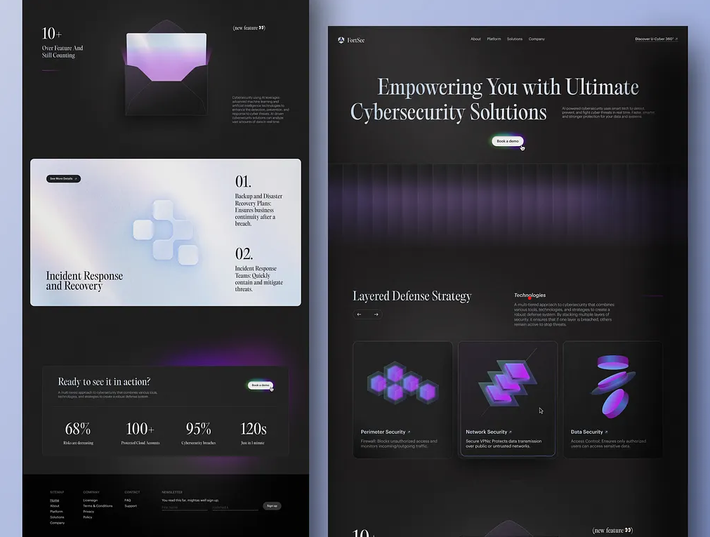 An example of a dark mode design for websites