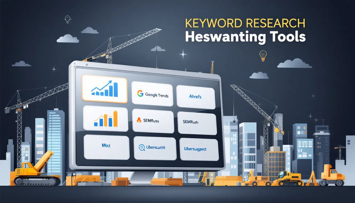 A visual representation of keyword research tools used by construction companies.