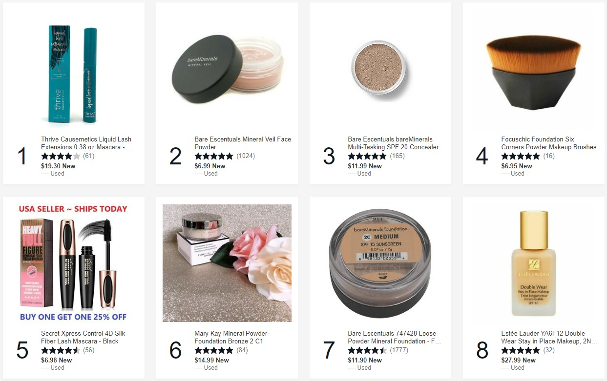 Beauty products are best sellers on eBay.
