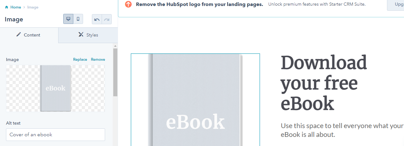 Editing image modules - HubSpot landing pages