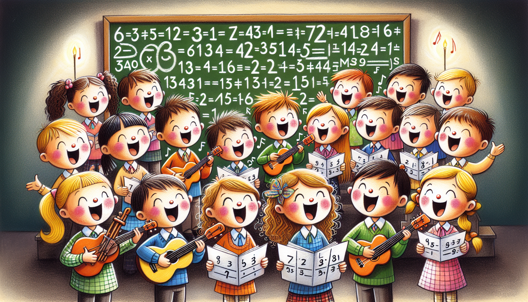 Enfants chantant les tables de multiplication