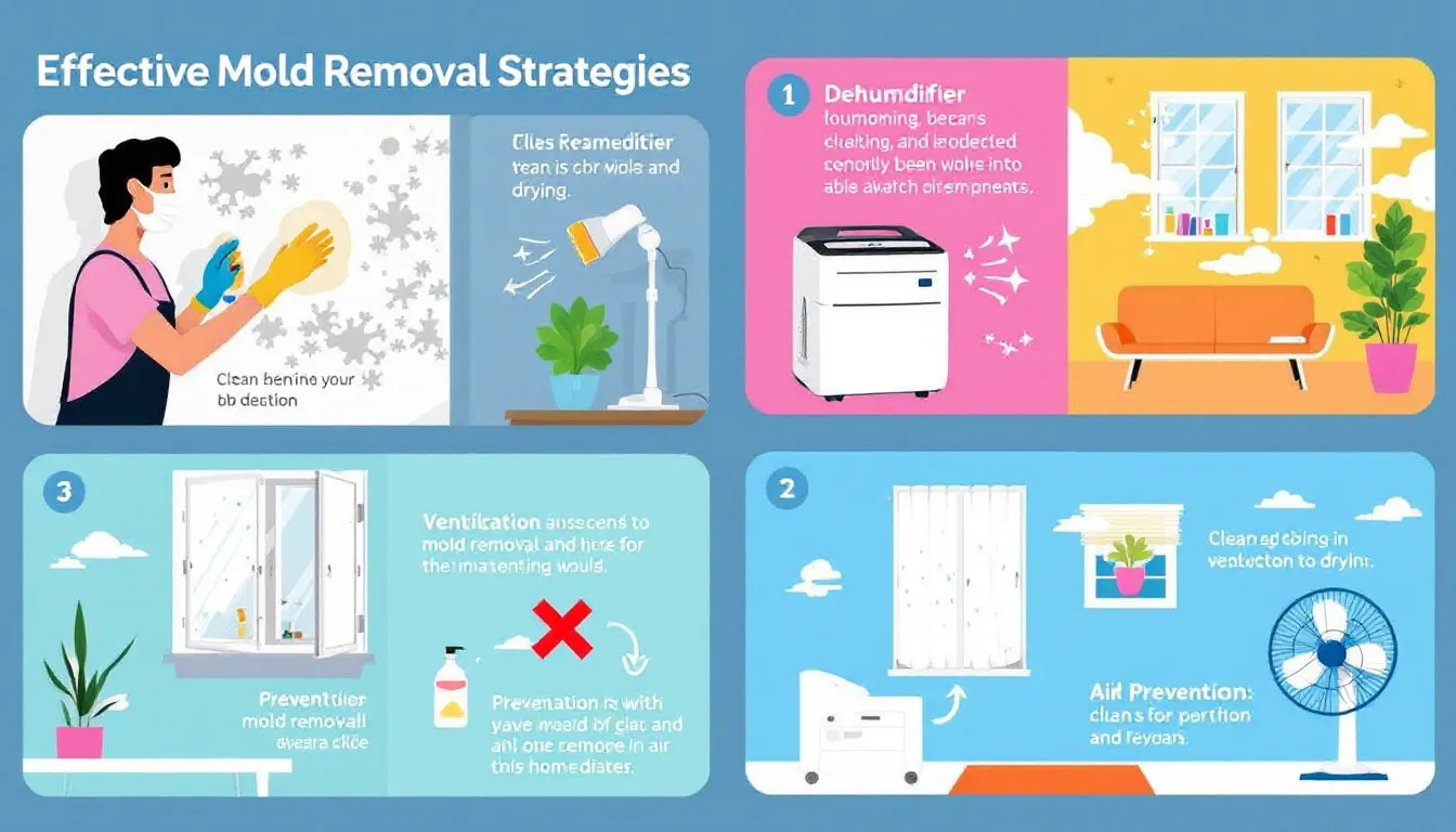 Effective mold removal strategies being implemented in a home environment.